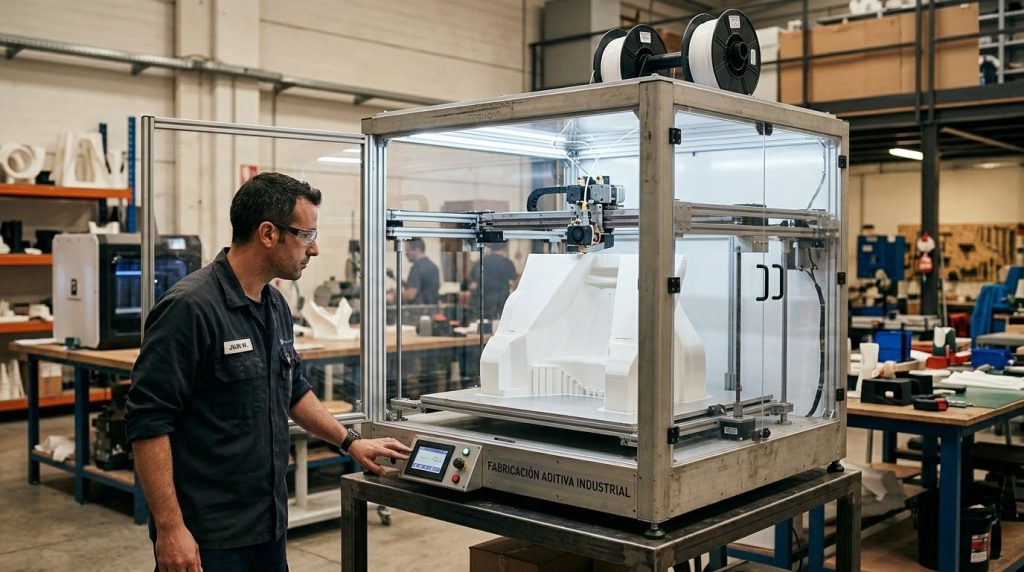 Imprimante 3D FDM grand format en atelier de prestataire espagnol